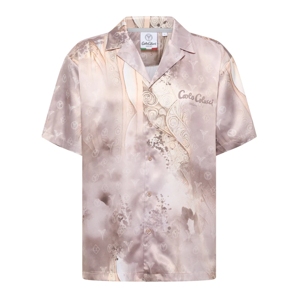 Carlo Colucci Men's Beige Ornat Knit Oversized Shirt