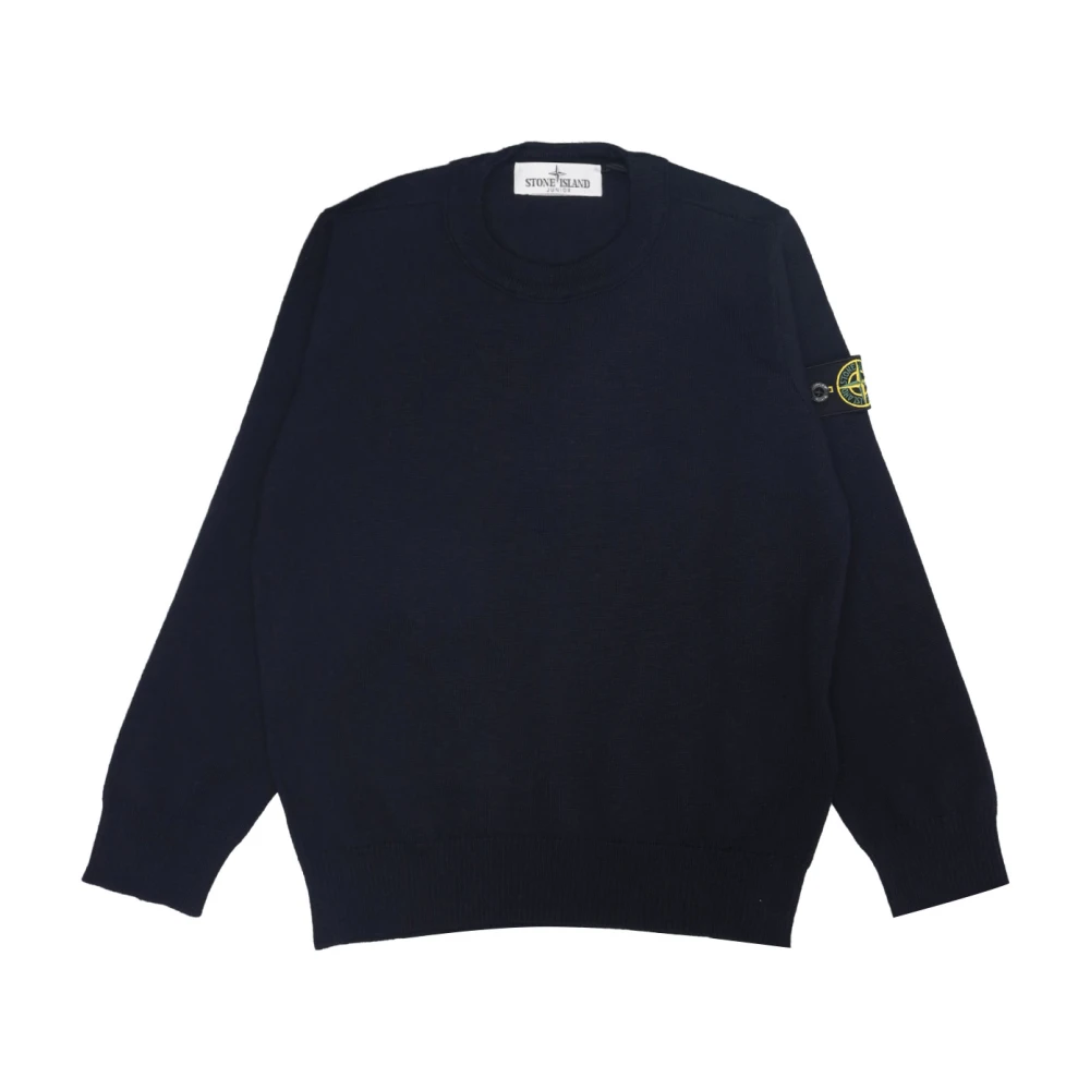 Stone Island Blue Virgin Wool Crewneck Jumper - Male - Kids Knitwear - 10 Y - Kids