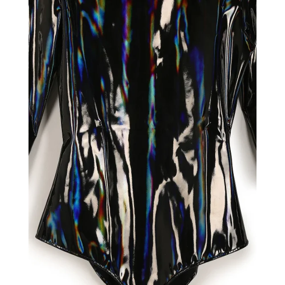 Balmain Zwart Hologram Turtleneck Bodysuit Black Dames