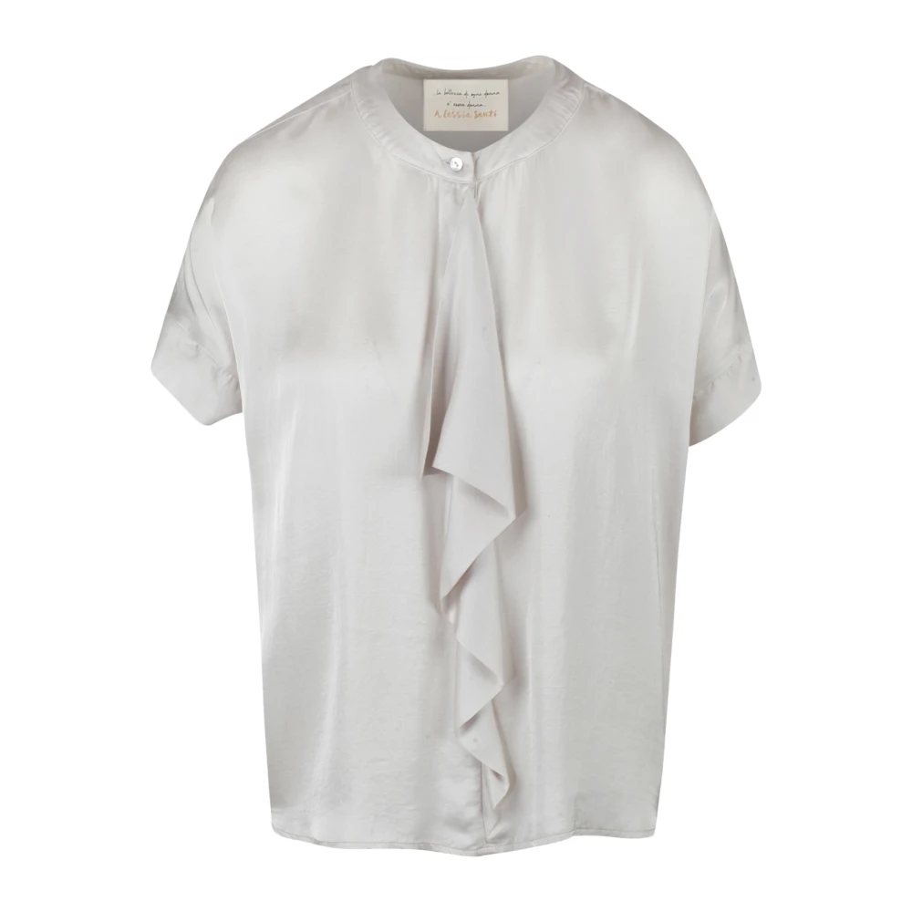 Alessia Santi Satijnen Blouse met Ruches White Dames