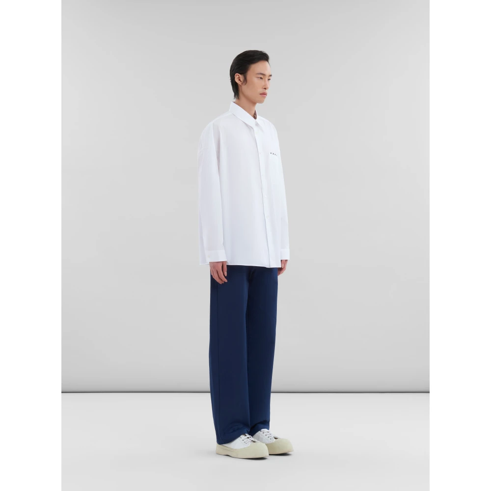 Marni poplin overhemd met glurend logo White Heren