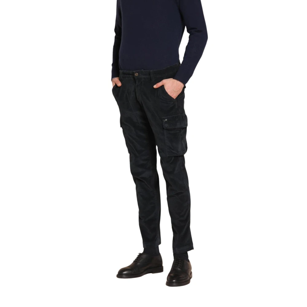 Mason's Men's Blue Slim-Fit Trousers, Xs, Velvet Cargo Trousers Extra Slim Fit