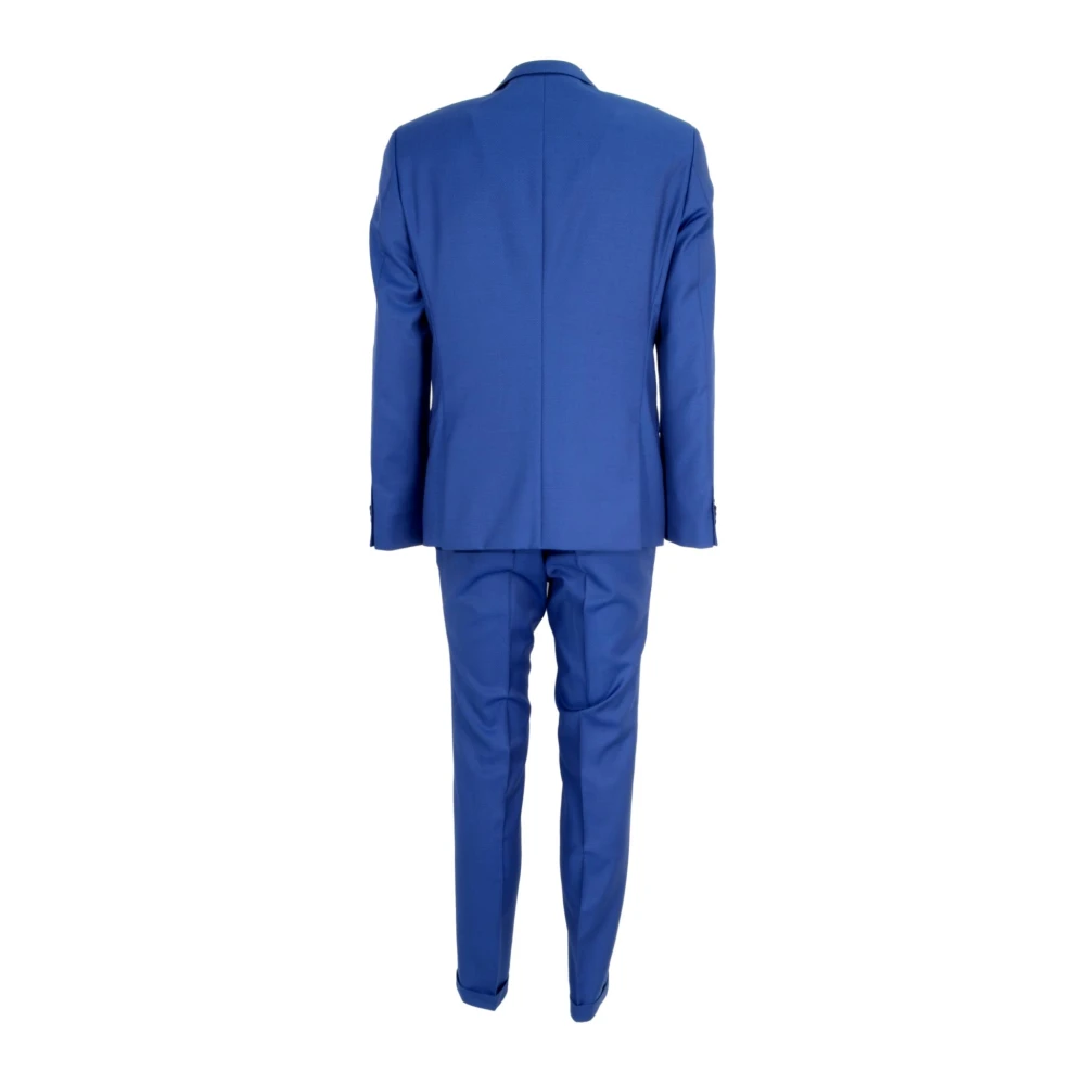 Hugo Boss Slim Fit Blauw Wol Pak met Klassieke Revers Blue Heren