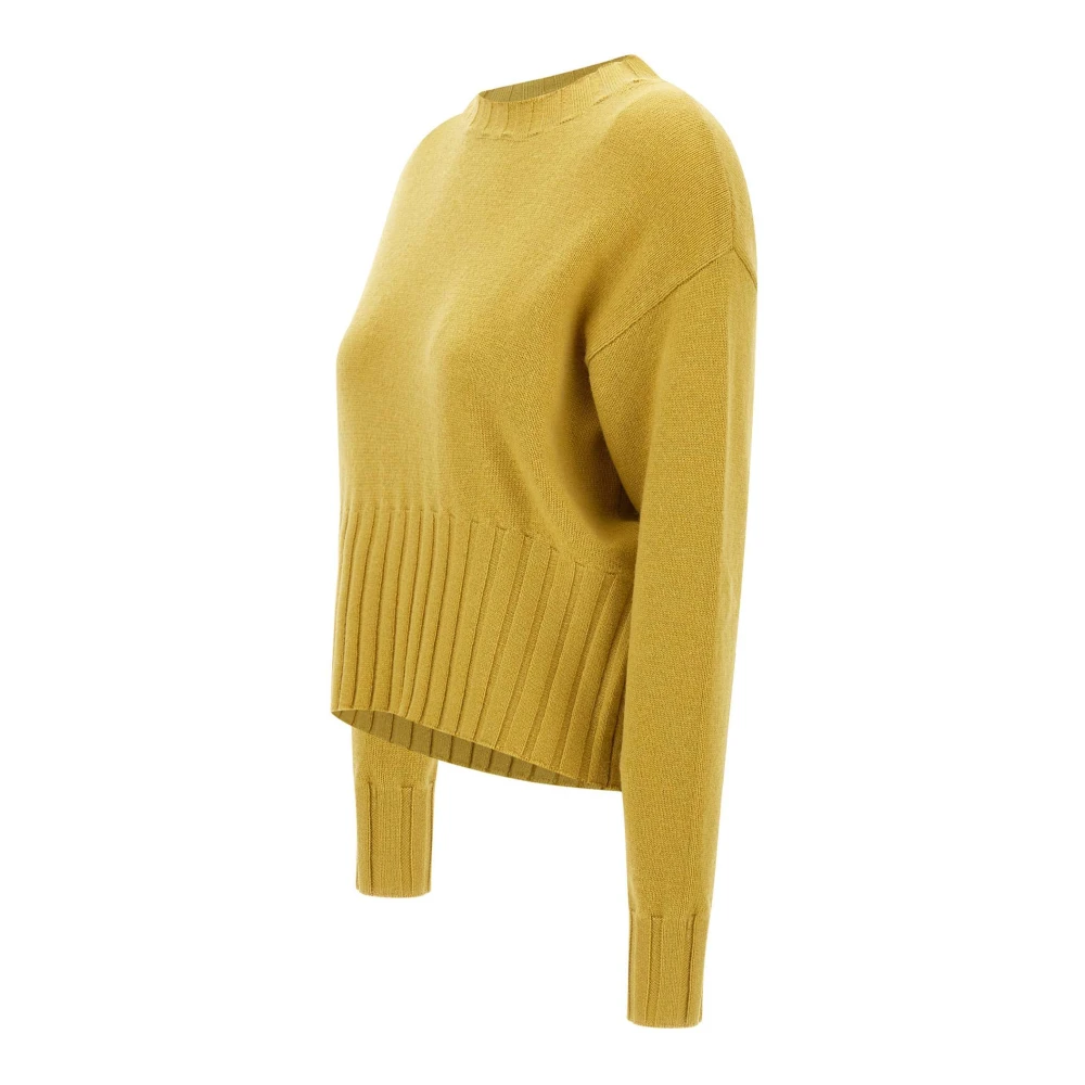 Kaos Mosterd Wol Kasjmier Trui Yellow Dames