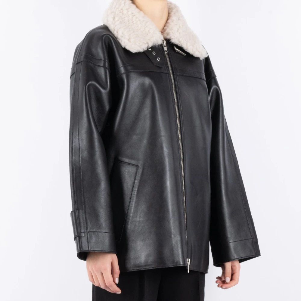 Stand Studio Zwarte leren jas Black Dames
