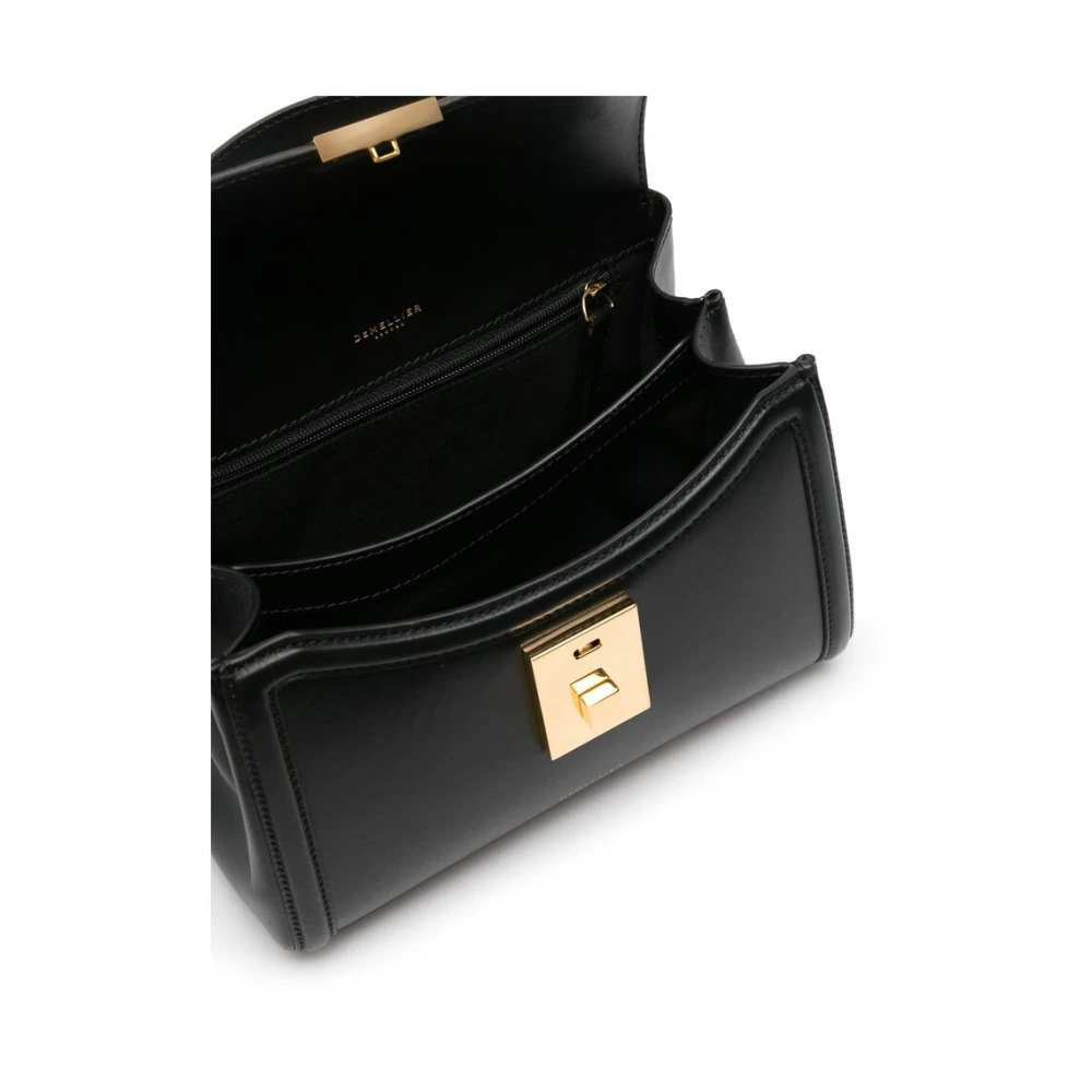 DeMellier Zwarte leren schoudertas met logo Black Dames