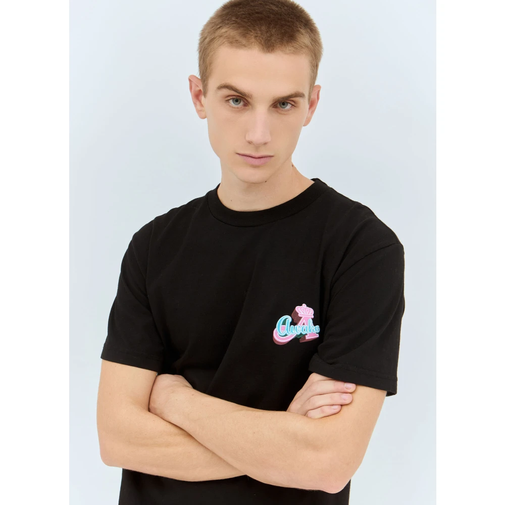 Awake NY Katoenen Jersey Kroon Grafisch T-shirt Black Heren