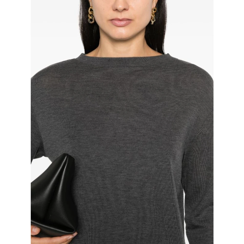 Herno Ronde Hals Gespikkelde Grijze Trui Gray Dames