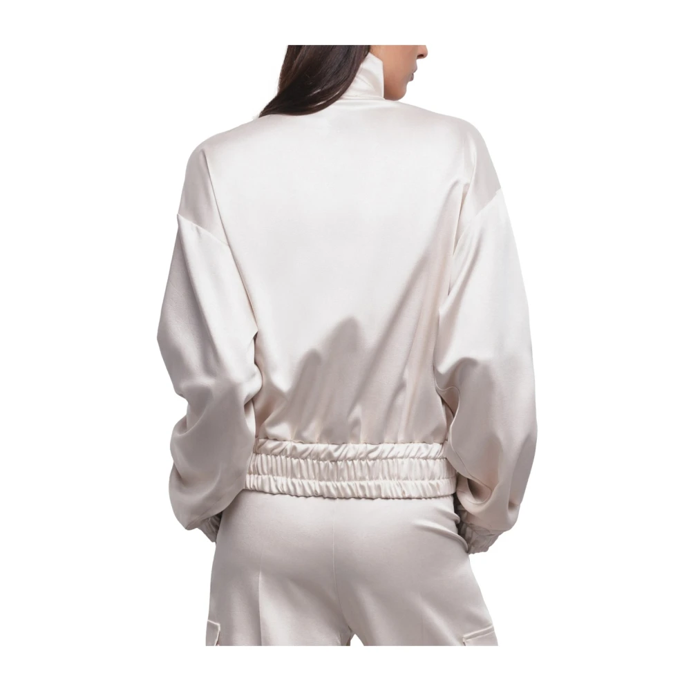 Gaëlle Paris Beige Satijnen Jas met Ritssluiting Beige Dames