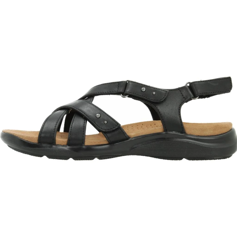 Clarks Flat Sandals Black Dames