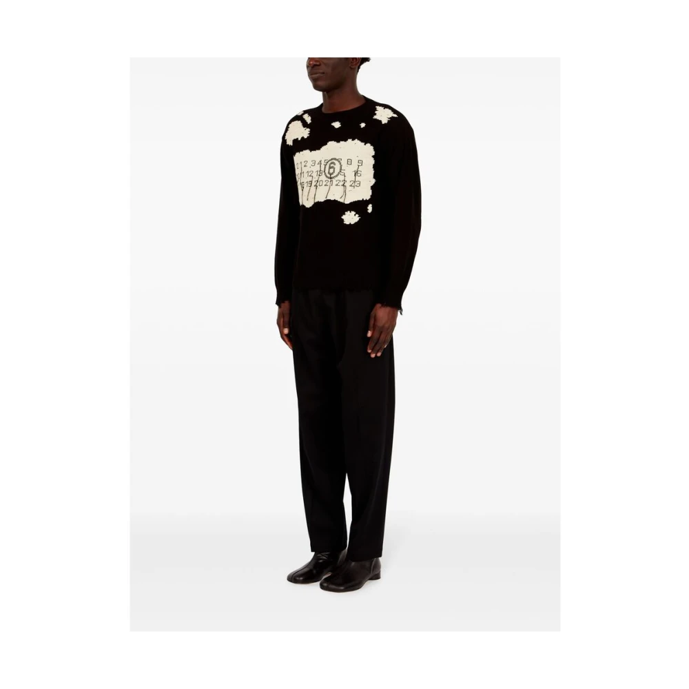 MM6 Maison Margiela Zwarte katoenen gebreide trui Black Heren