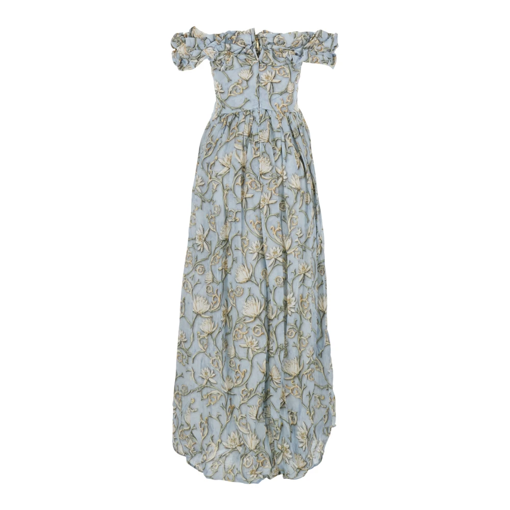 Agua by Agua Bendita Blauwe Bloemen Linnen Lange Jurk Blue Dames