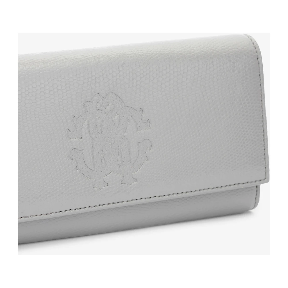 Roberto Cavalli Monogram Flap Portemonnee met Kaartvakken Gray Dames