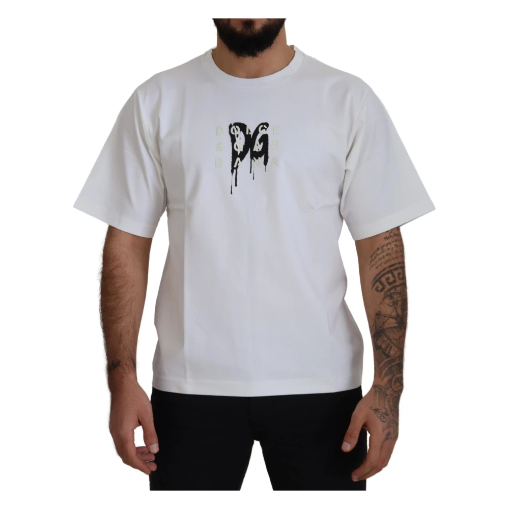 Dolce & Gabbana Men's White Timeless Logo Round Neck T-Shirt