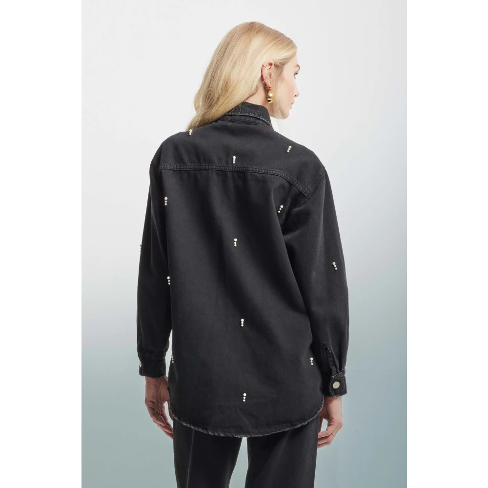 Kocca Geborduurde Denim Overhemd Black Dames