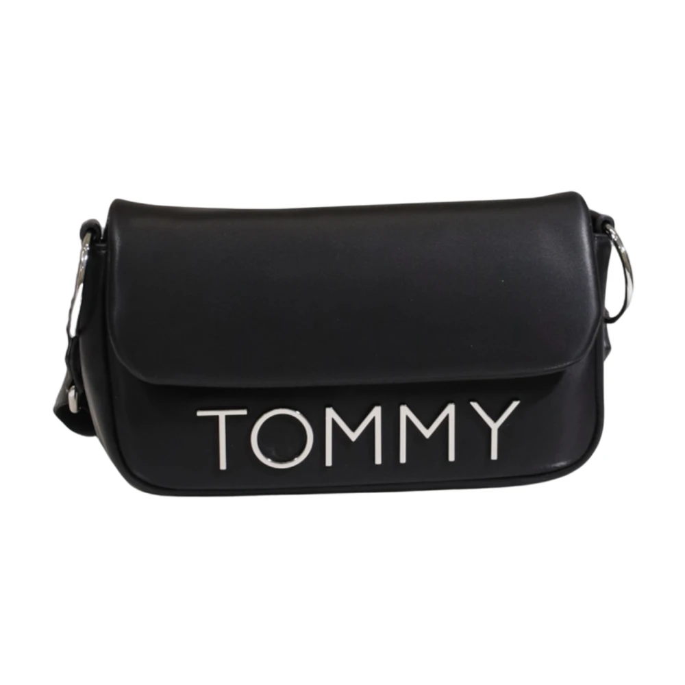 Tommy Hilfiger Langwerpige Flap Crossbody Tas Black Dames