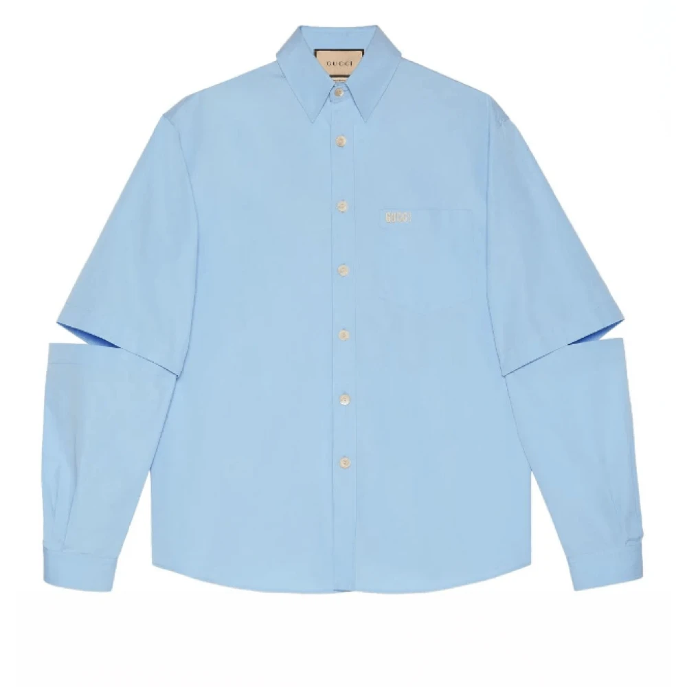 Gucci Shirt met geborduurd logo korte mouwen Blue Dames