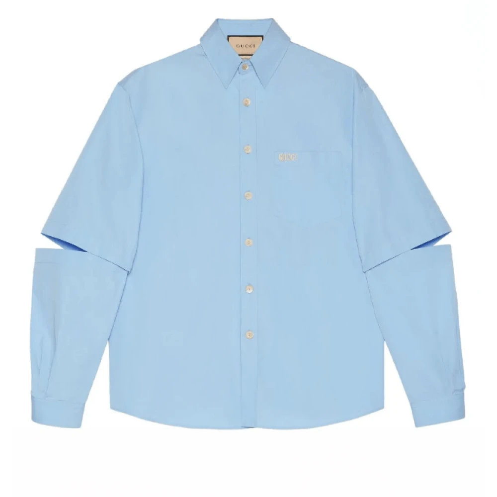 Gucci logo-geborduurd shirt met korte mouwen Blue Dames