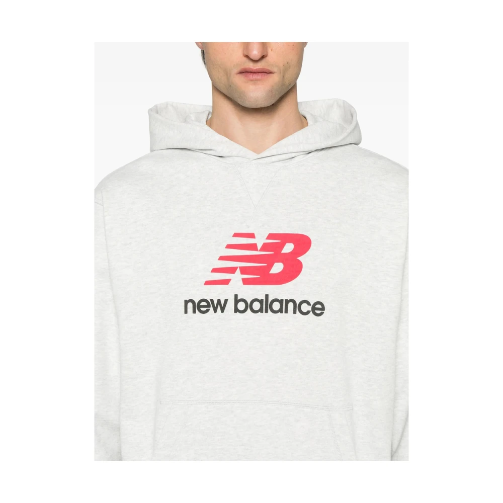New Balance Lichtgrijze Sweatshirt met Zak Gray Heren