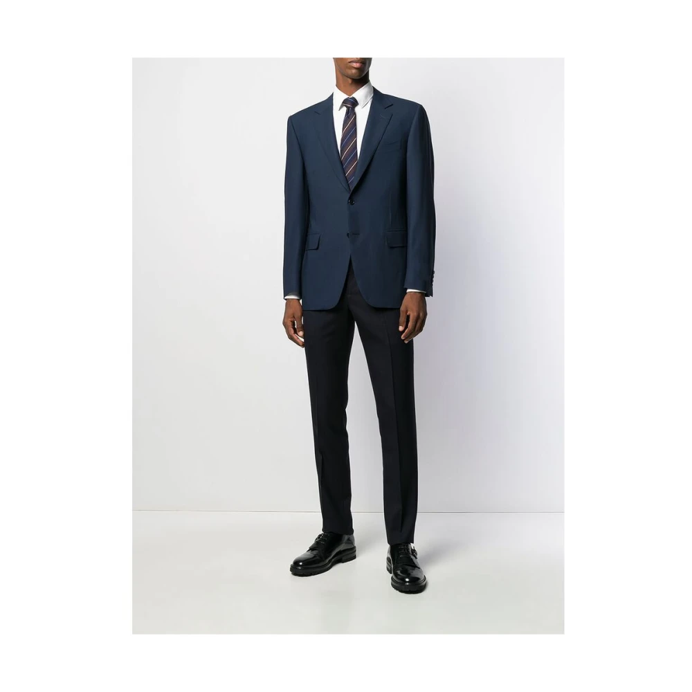 Canali Blauwe Wollen Gebreide Blazer Jas Blue Heren