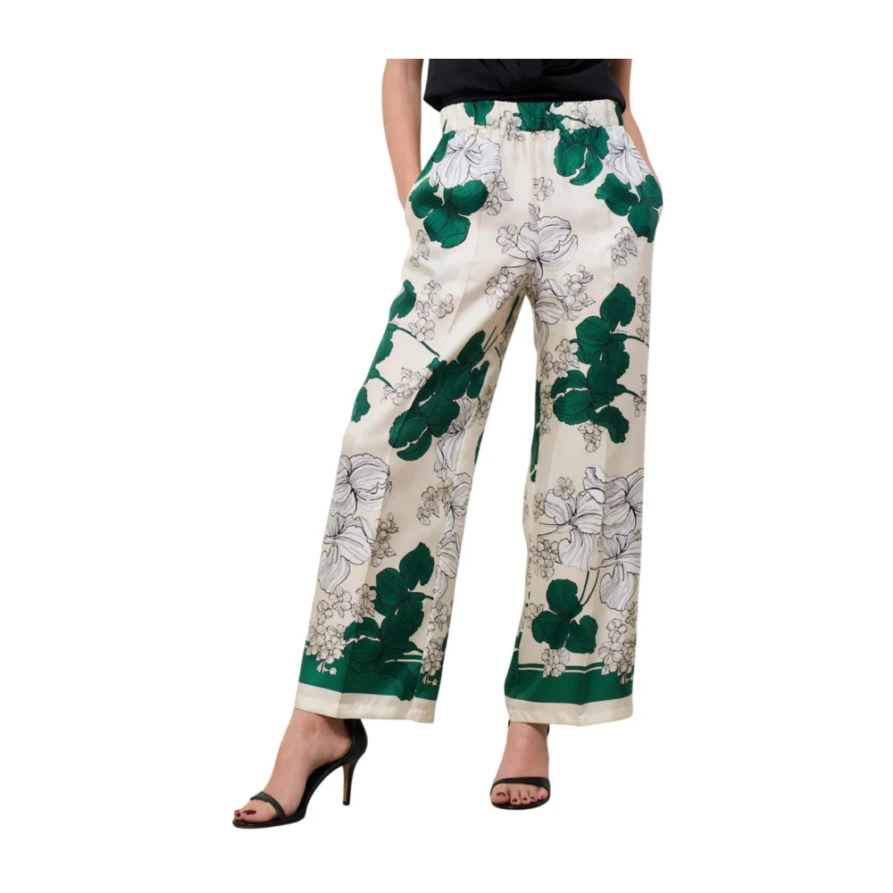 P.a.r.o.s.h. Bloemen Flared Broek Green Dames