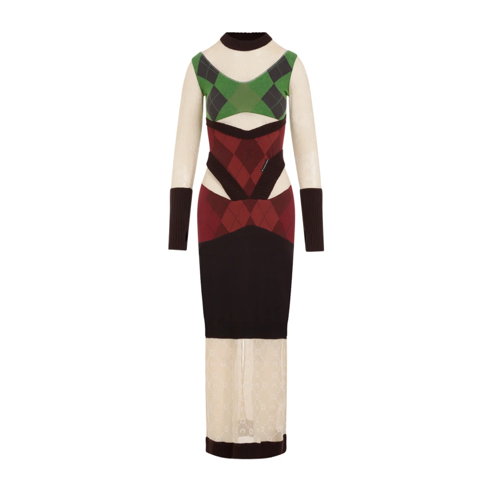 Marine Serre Multicolor Knit Fitted Cotton Dress - Female - Knitted Dresses - S - Dresses