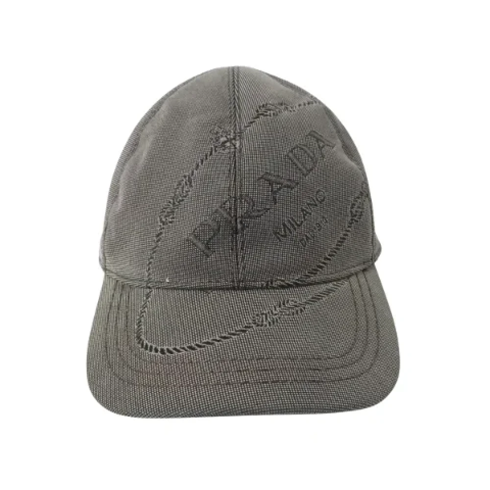 Prada Vintage Pre-owned Polyester hats Gray Dames
