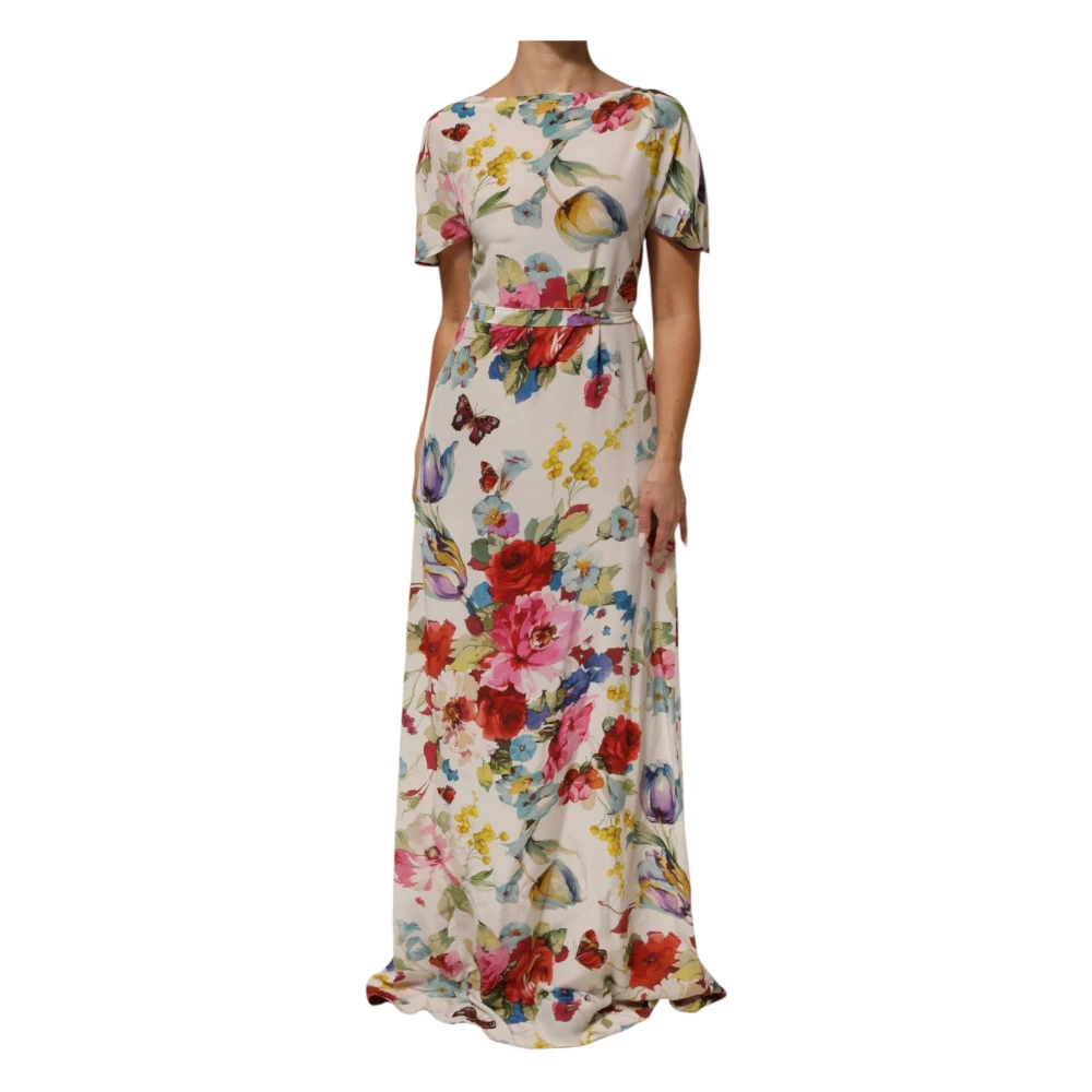 Dolce & Gabbana Donna Multicolor - Abito Lungo A Fodero In Seta Con Stampa Floreale - Dresses - E - S