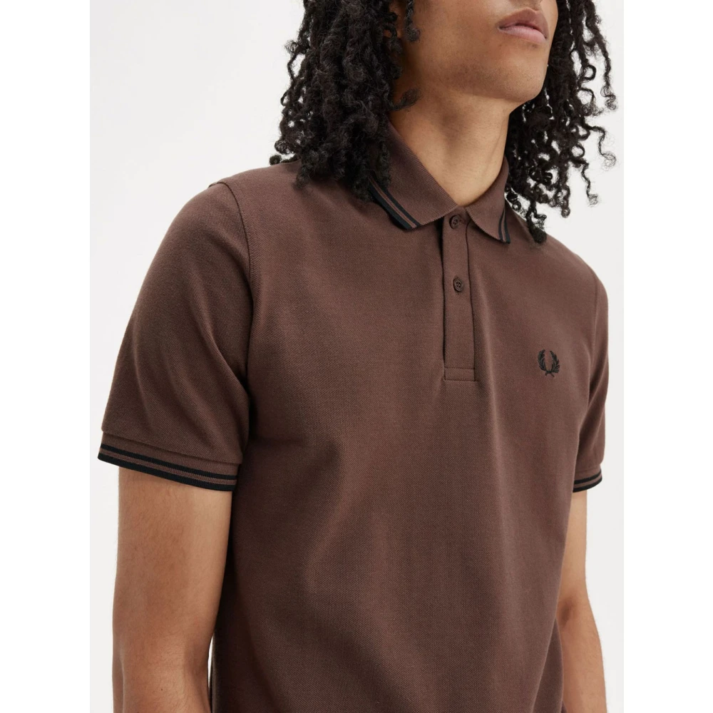 Fred Perry Klassiek Poloshirt met Dubbele Streep Brown Heren