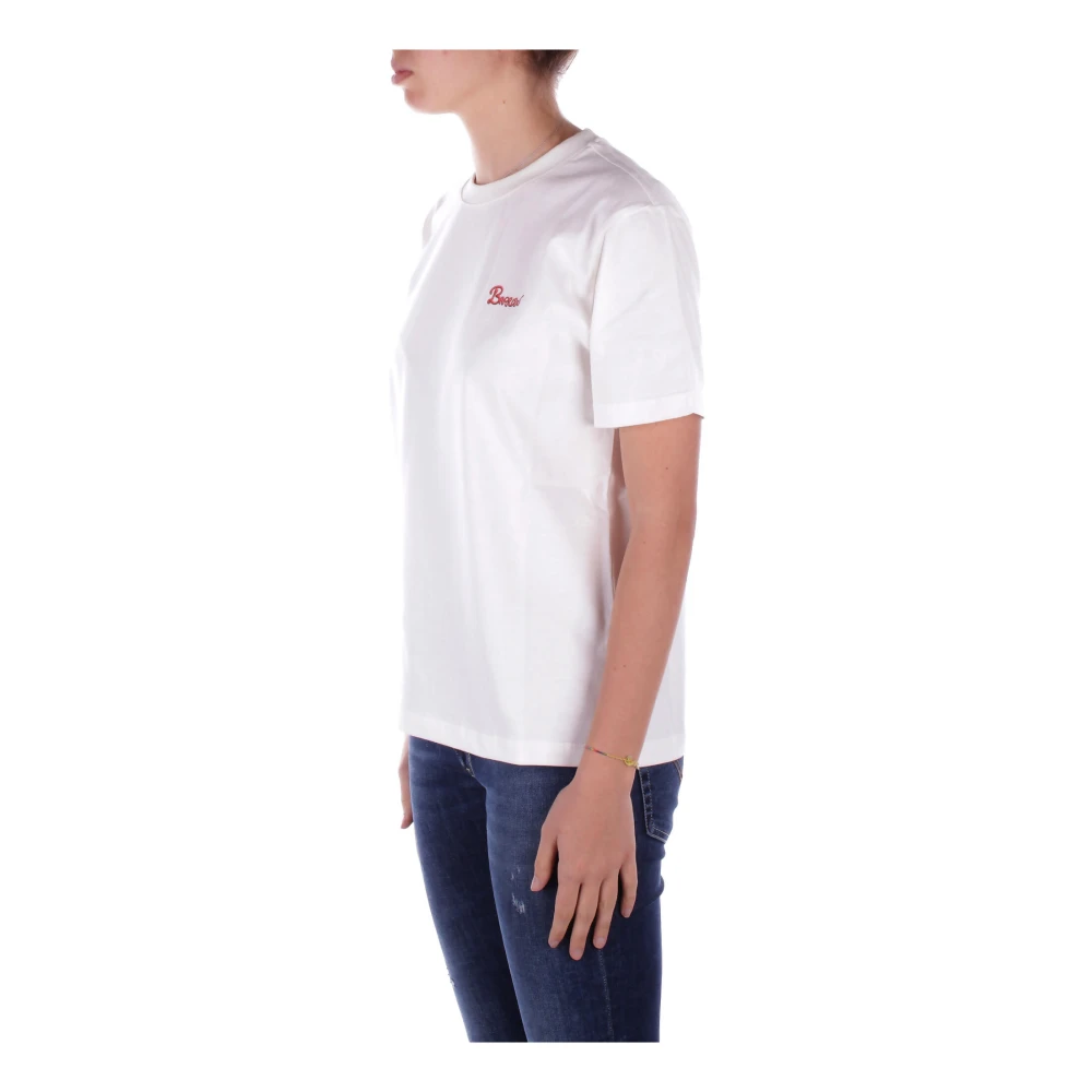 Barrow Beige T-shirt met Logo op de Voorkant White Dames