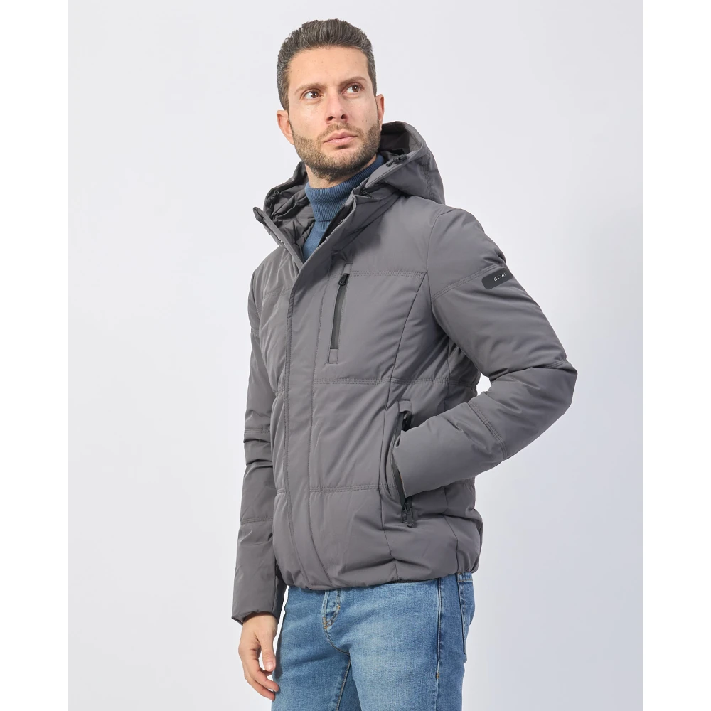 YES ZEE Grijze Gewatteerde Hoodiejas Gray Heren