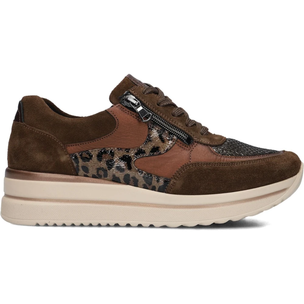 Waldläufer Suède Dames Lage Sneakers Dames Schoenen Bruin