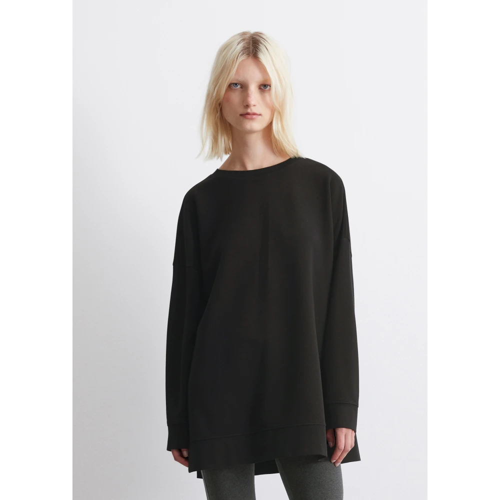 Marc O'Polo Oversized sweatshirt met zijnaden spleten Black Dames