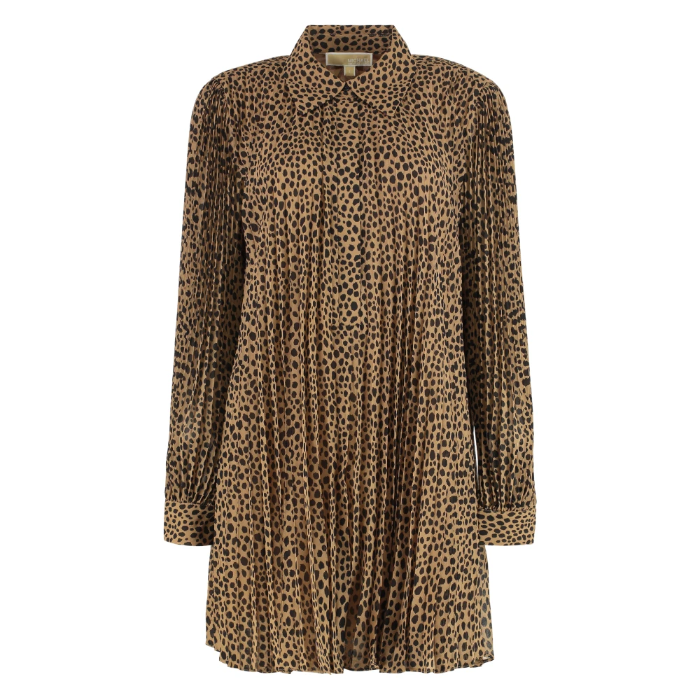 Michael Kors Gepleite luipaardprint georgette jurk Multicolor Dames