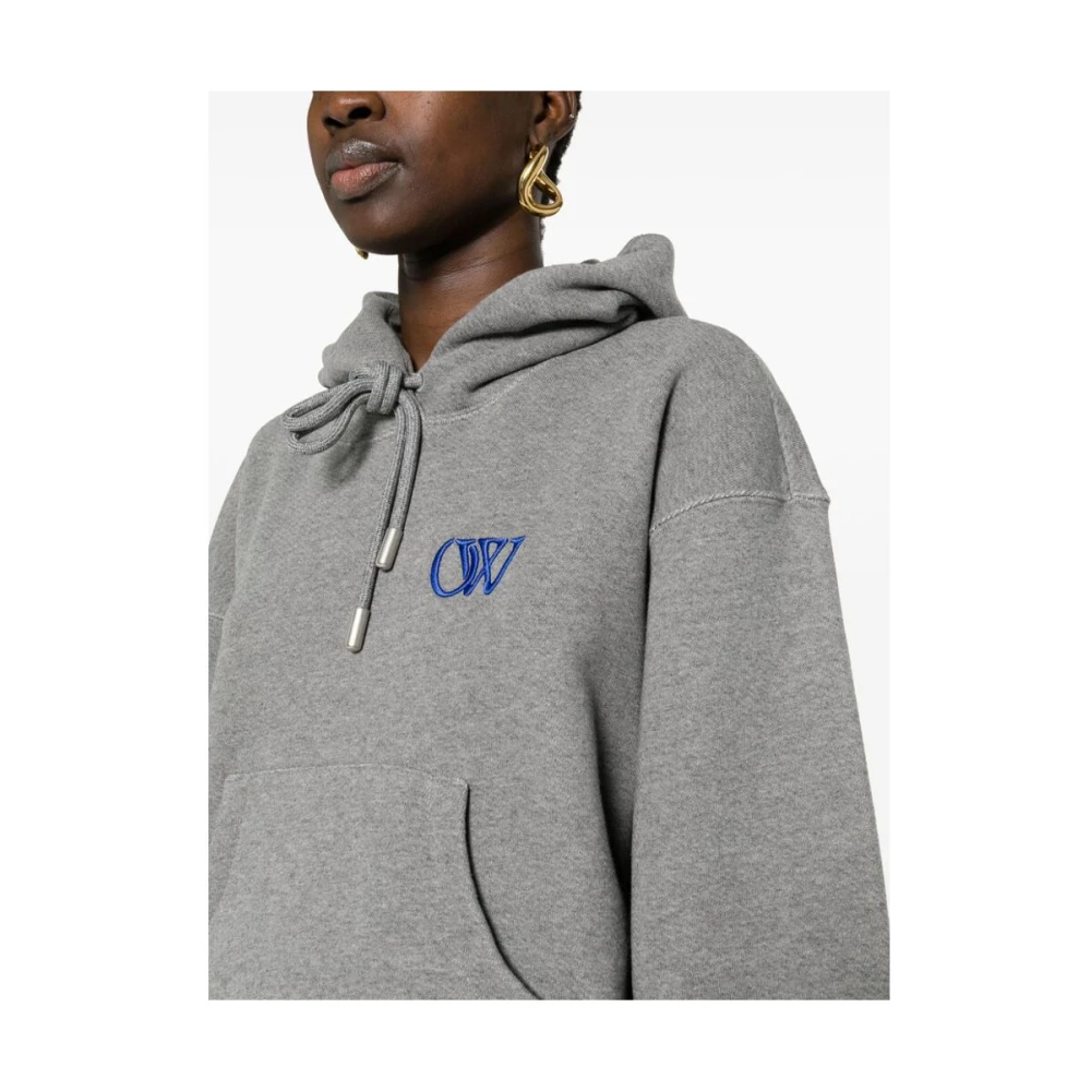 Off White Grijze Katoenen Sweatshirt met Geborduurd Logo Gray Dames