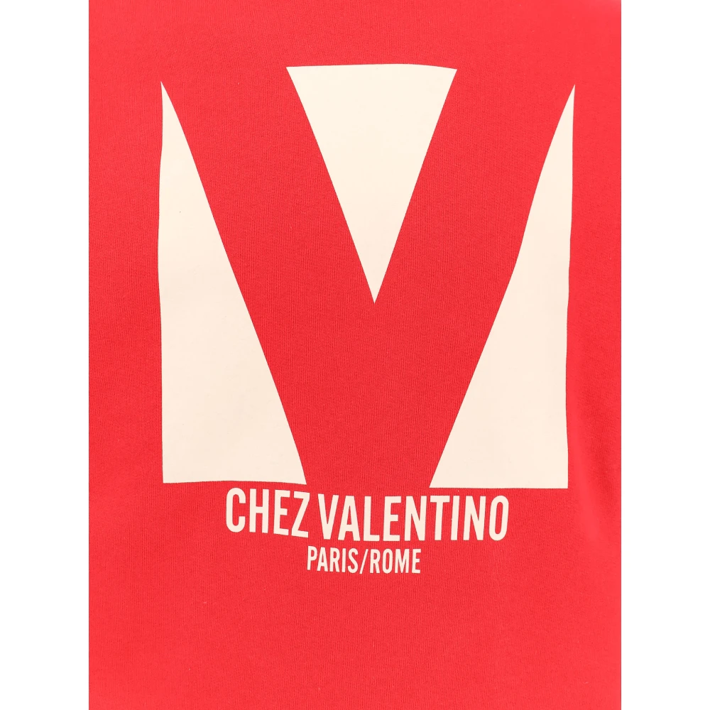 Valentino Katoenen Crew-neck Sweatshirt met Frontprint Red Heren