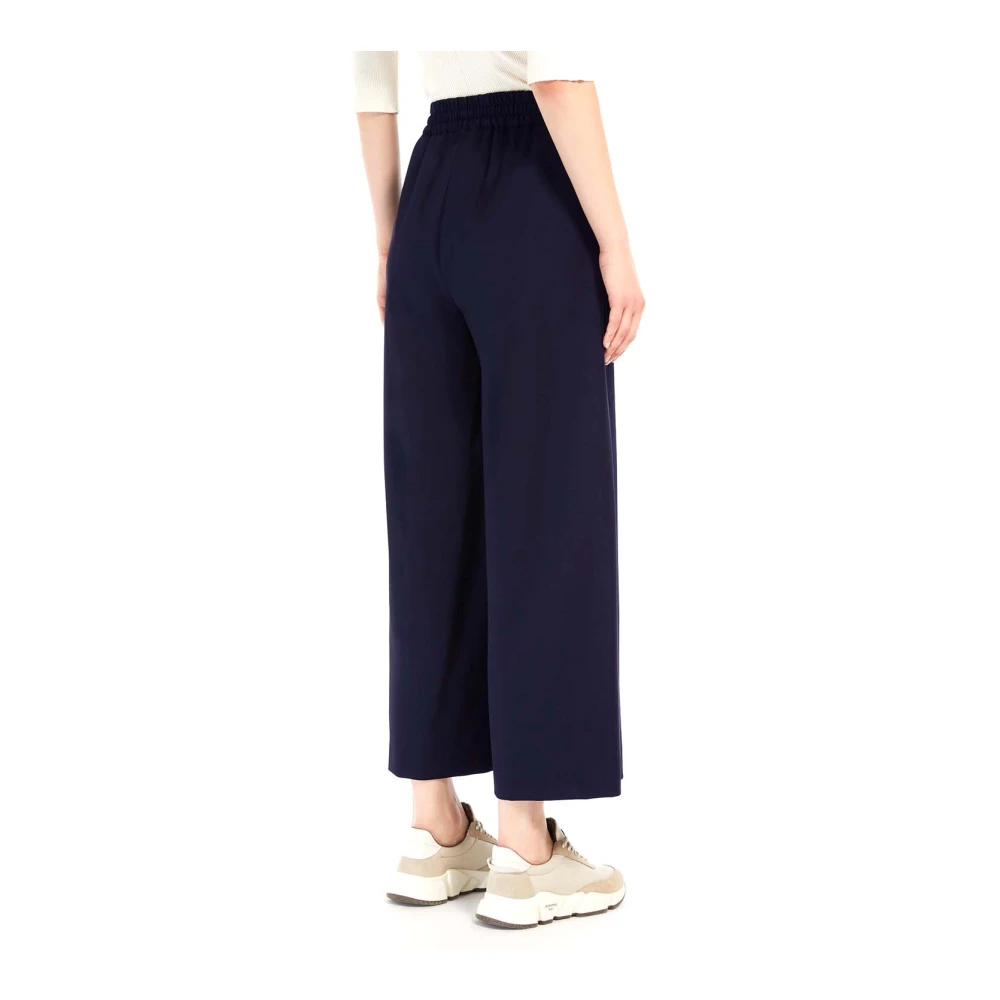Max Mara Blauwe Wijde Pijp Broek van Wol Blue Dames