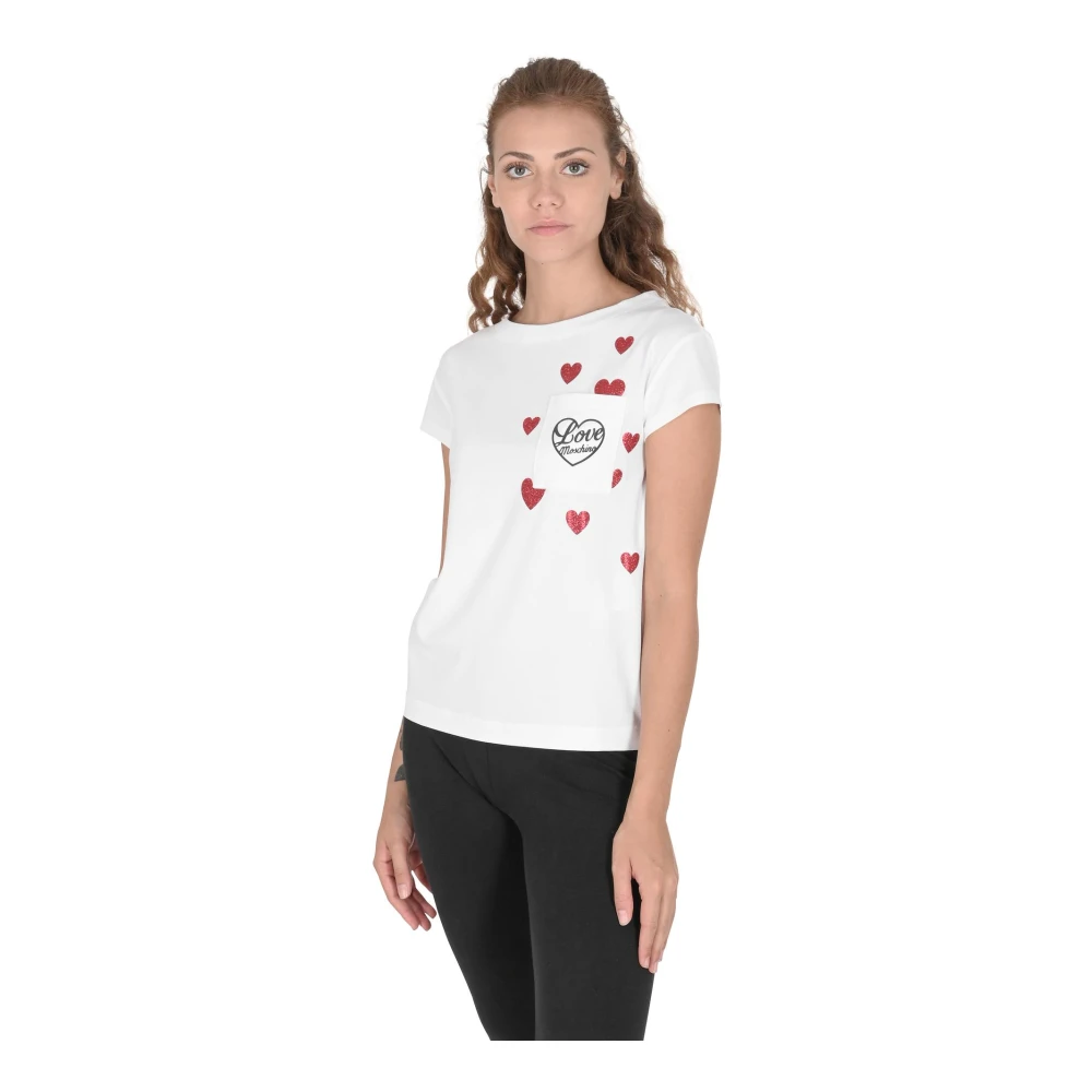 Love Moschino Wit Katoen Spandex T-Shirt White Dames