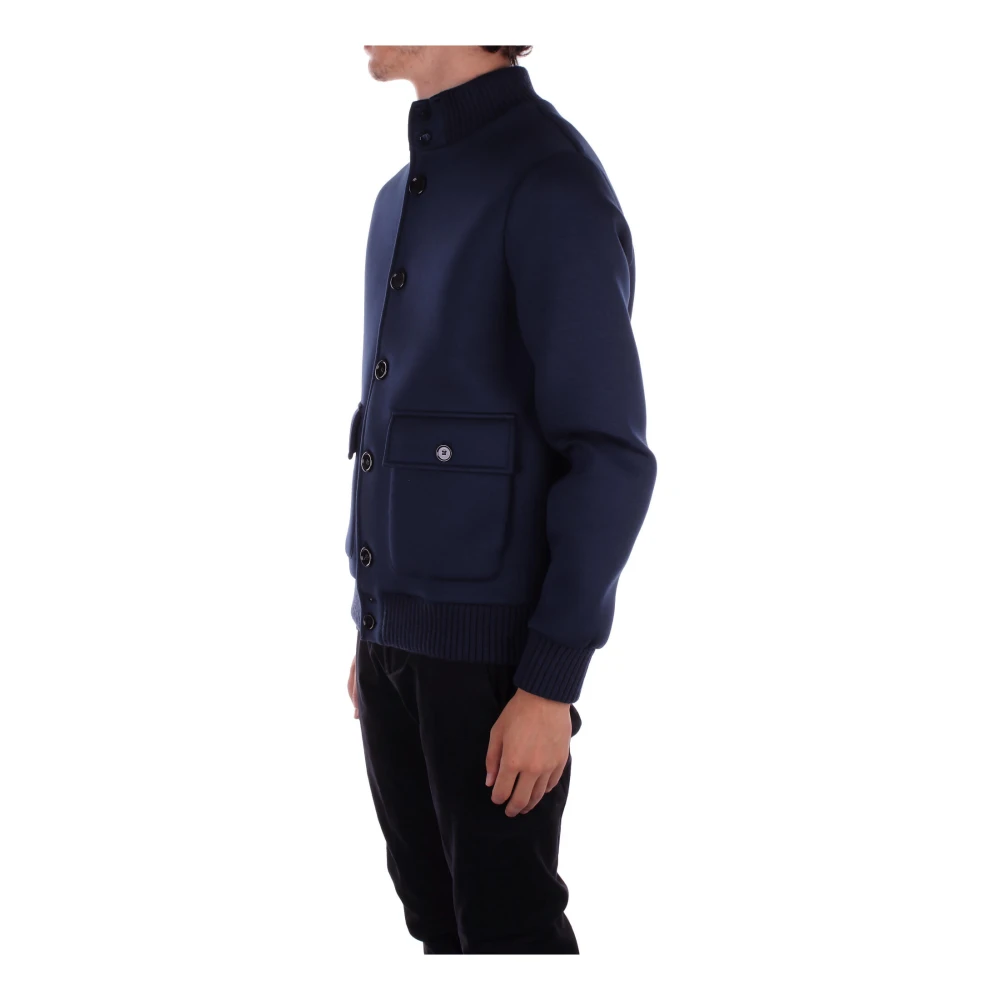 Dondup Blauwe Jassen met Logo Achterkant Blue Heren