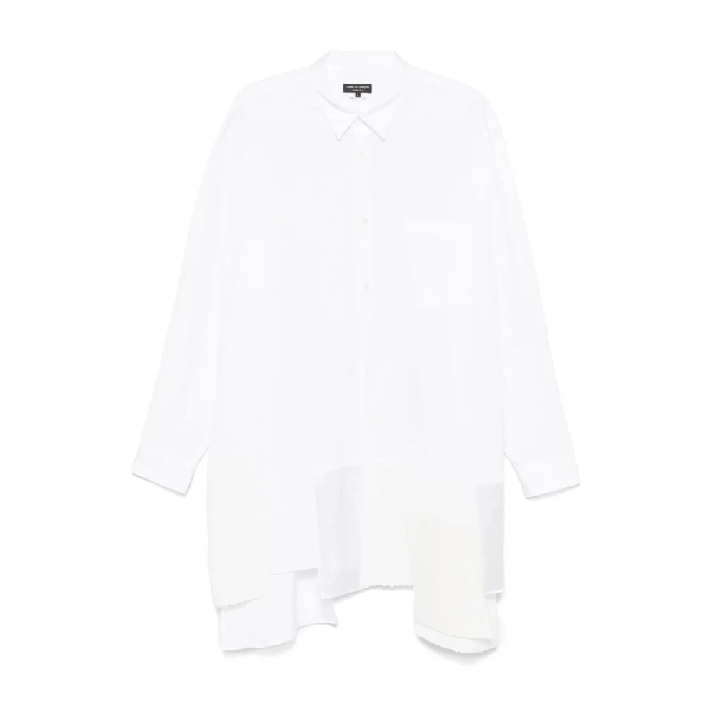 Comme des Garçons Paljetter Satin Klassisk Krage Skjorta White, Herr