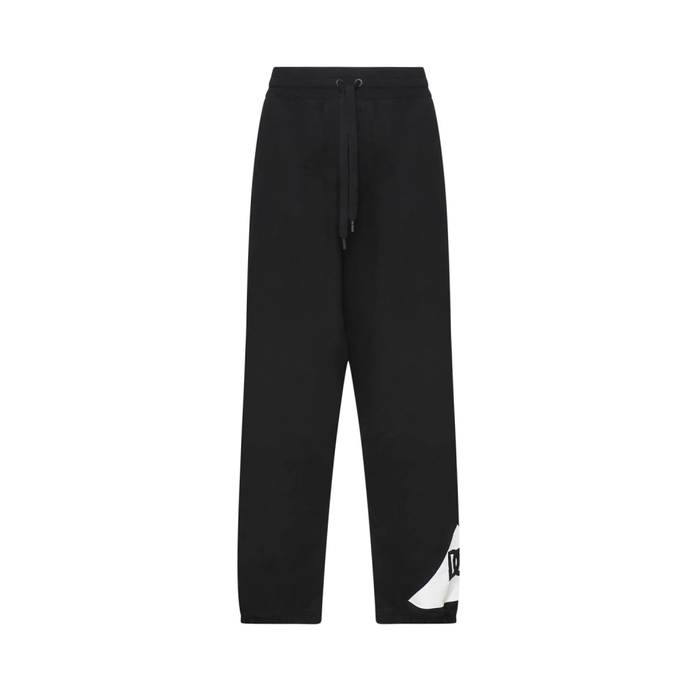Dolce & Gabbana Men's Black Sweatpants,, Cotton Sports Trousers Logo Extra Large