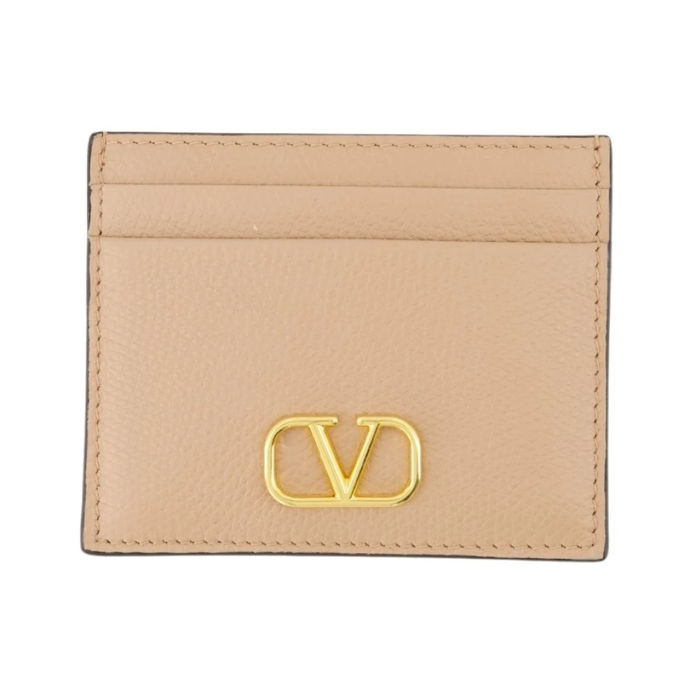 Valentino Garavani VLogo Kaarthouder Beige Leer Beige Dames