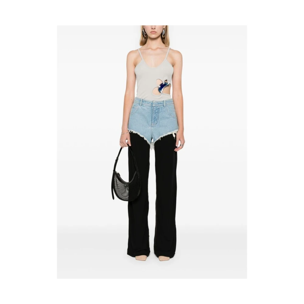 Christopher Esber Gelaagde denim broek met rafeldetails Black Dames