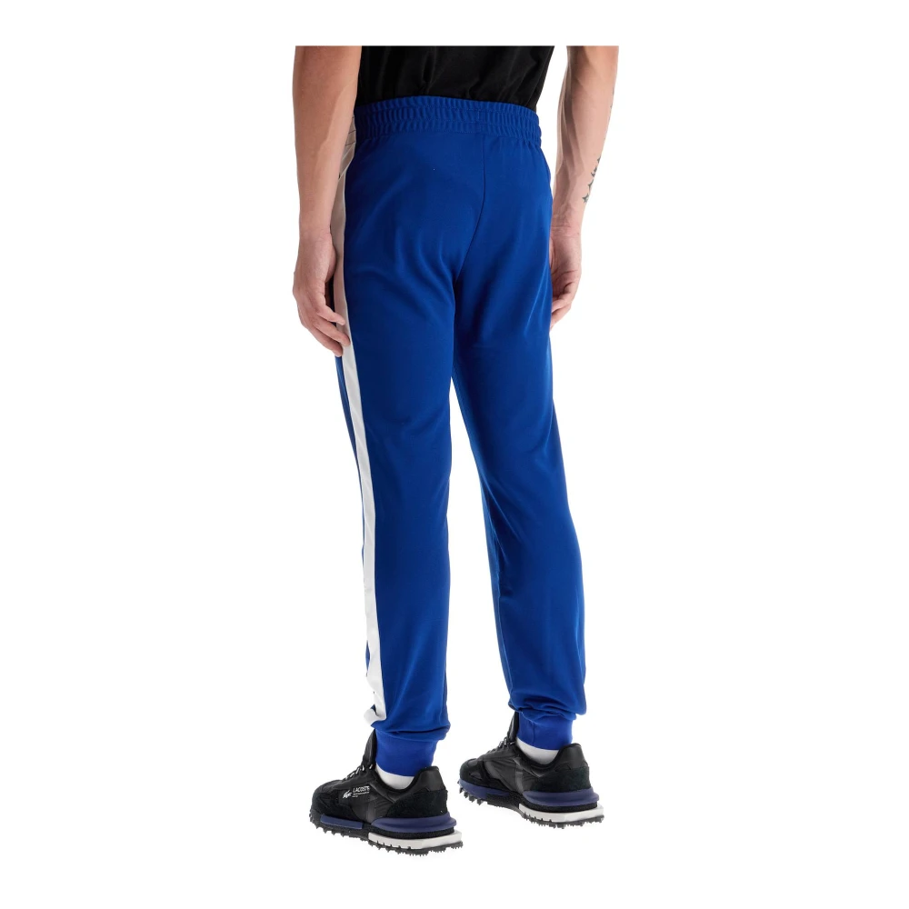 Lacoste Interlock Stof Logo Joggers Blue Heren
