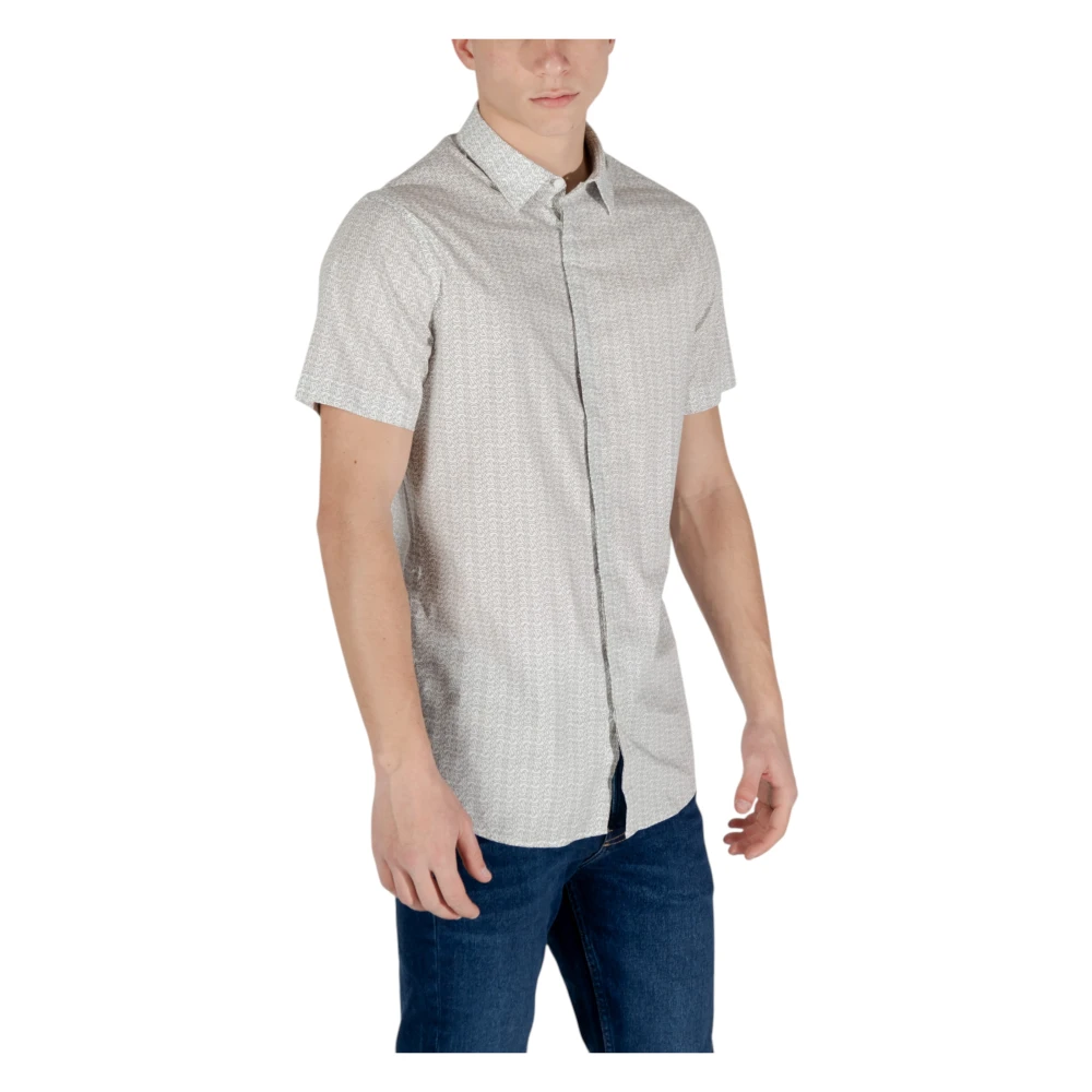 Armani Exchange Short Sleeve Shirt Beige Heren