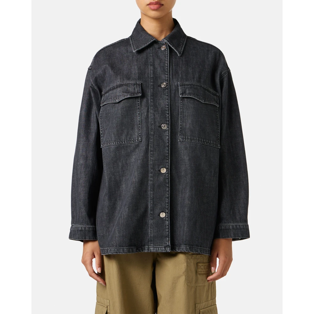 Iceberg Regular fit zwarte jas in zwart vast denim Black Dames
