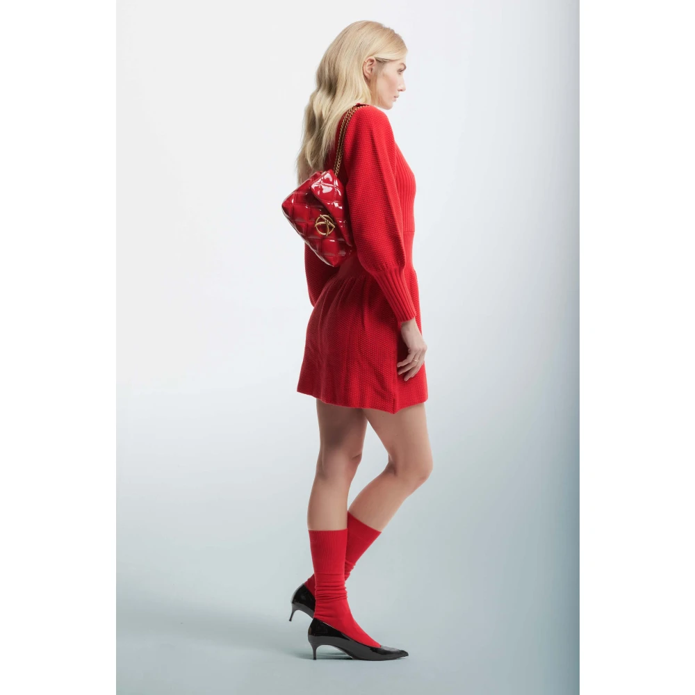 Kocca Gebreide jurk met diepe halslijn Red Dames