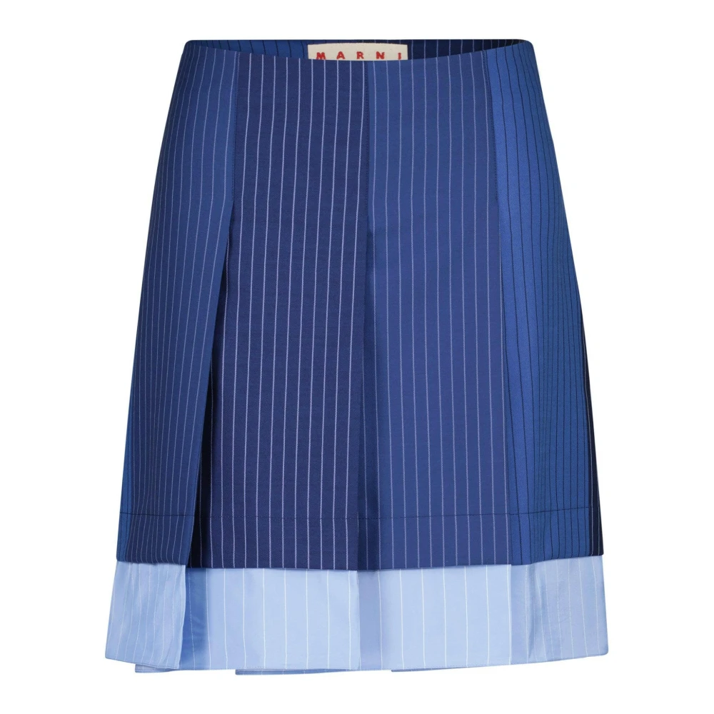 Marni Dadinstripe wollen minirok met plooien Blue Dames