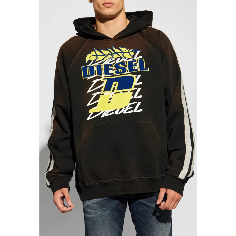 Diesel Sweatshirt `S-Roxt-Hood-Stripe` Black Heren