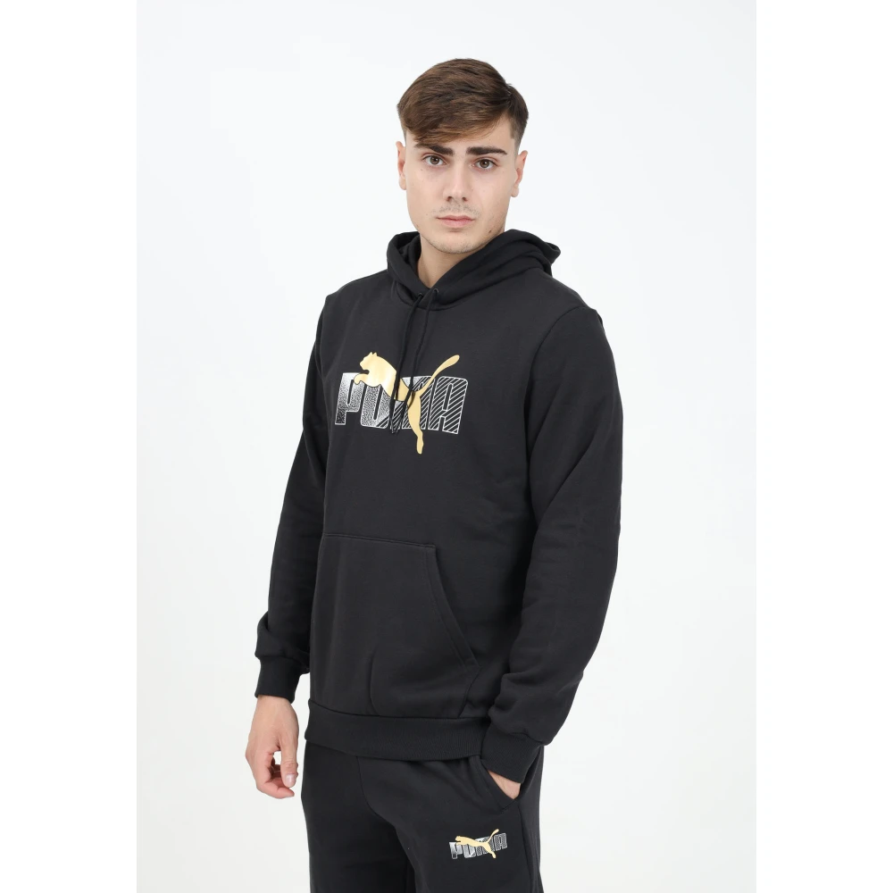 Puma Zwarte hoodie met logoprint Black Heren